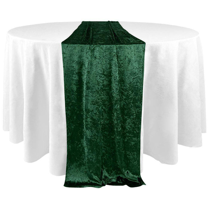 XL Premium Crushed Velvet Table Runner, 20 x 120 Inch-Set of 1-Koyal Wholesale-Emerald Green-