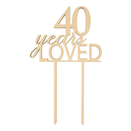 40 Years Loved Laser Cut Wood Cake Topper-Set of 1-Andaz Press-