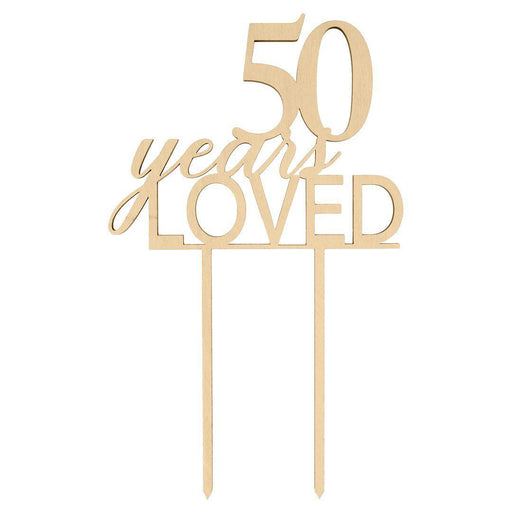 50 Years Loved Laser Cut Wood Cake Topper-Set of 1-Andaz Press-