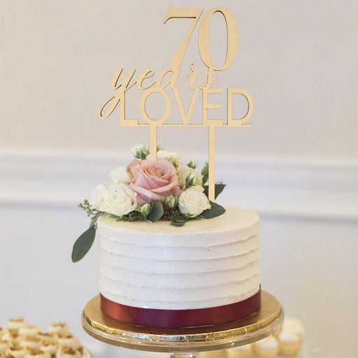 70 Years Loved Laser Cut Wood Cake Topper-Set of 1-Andaz Press-