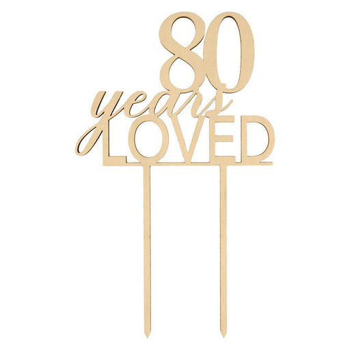 80 Years Loved Laser Cut Wood Cake Topper-Set of 1-Andaz Press-