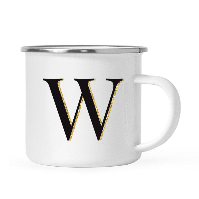 Andaz Press 11oz Black Faux Gold Glitter Monogram Campfire Coffee Mug-Set of 1-Andaz Press-W-