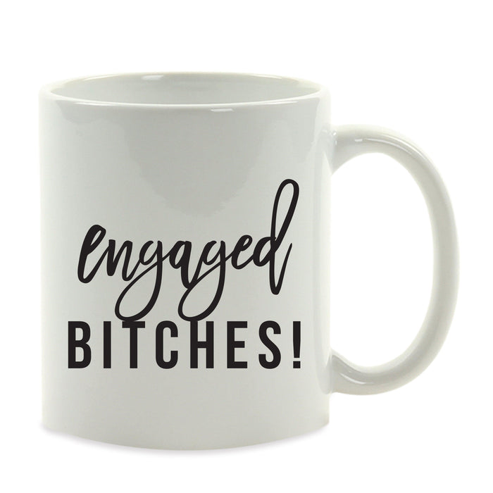 Andaz Press 11oz Black Handwritten Calligraphy Wedding Party Coffee Mug-Set of 1-Andaz Press-Engaged Bitches-