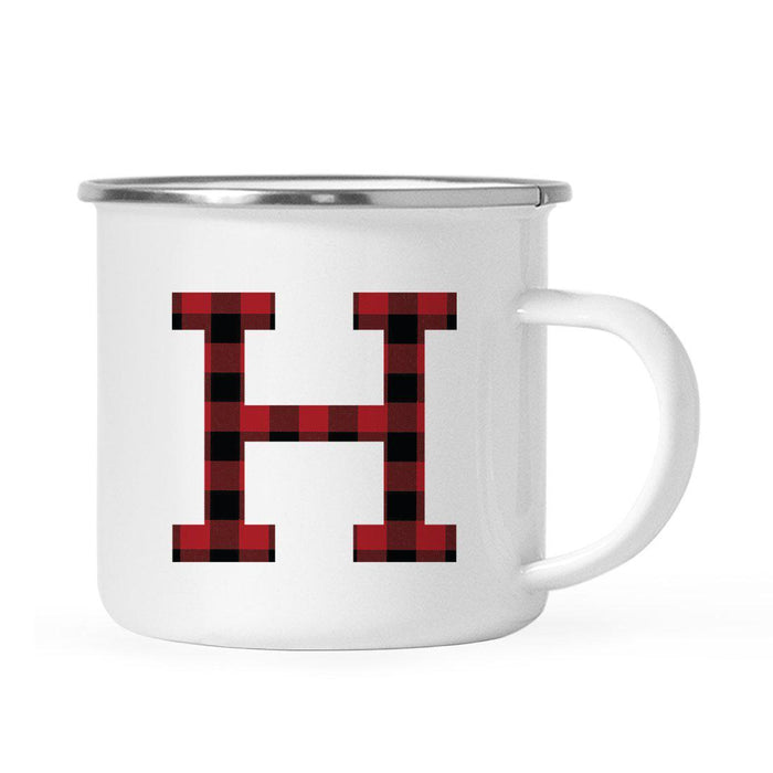 Andaz Press 11oz Buffalo Red Plaid Monogram Campfire Coffee Mug-Set of 1-Andaz Press-H-