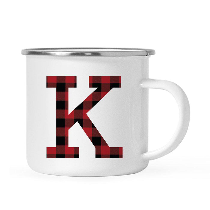 Andaz Press 11oz Buffalo Red Plaid Monogram Campfire Coffee Mug-Set of 1-Andaz Press-K-