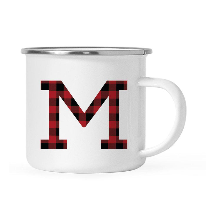 Andaz Press 11oz Buffalo Red Plaid Monogram Campfire Coffee Mug-Set of 1-Andaz Press-M-