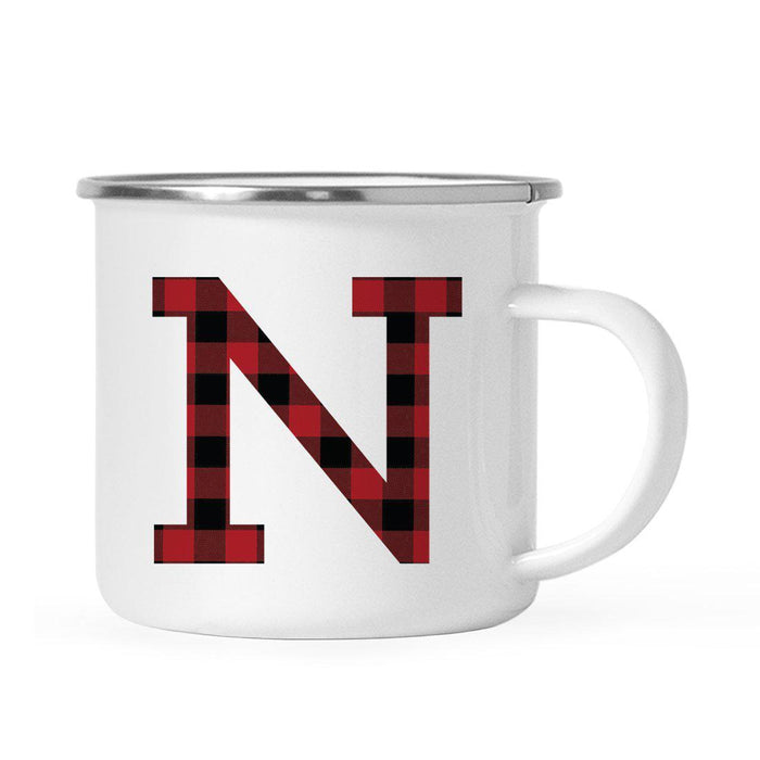 Andaz Press 11oz Buffalo Red Plaid Monogram Campfire Coffee Mug-Set of 1-Andaz Press-N-