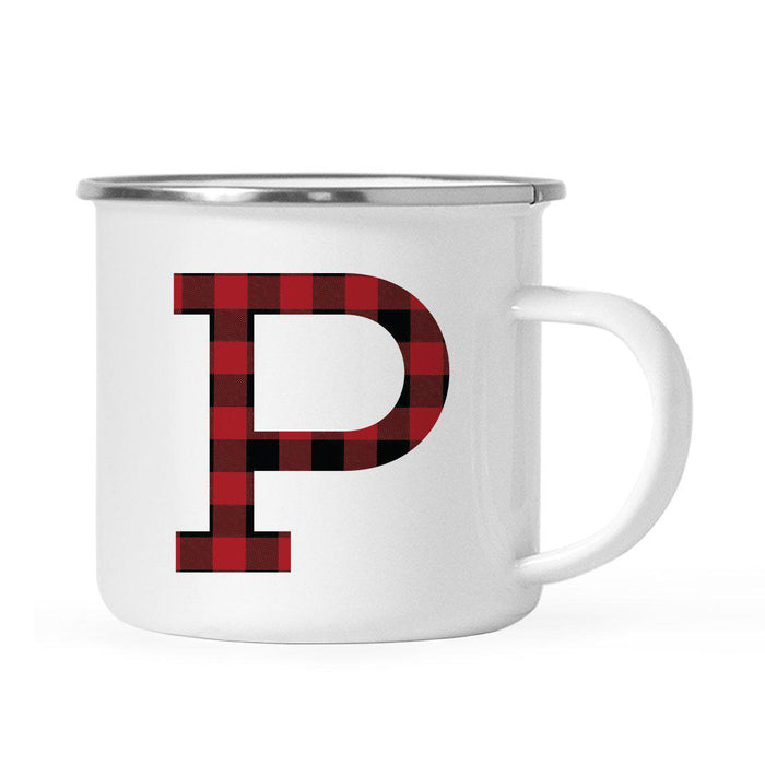 Andaz Press 11oz Buffalo Red Plaid Monogram Campfire Coffee Mug-Set of 1-Andaz Press-P-