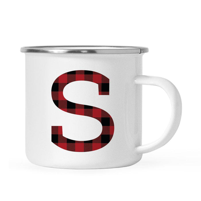 Andaz Press 11oz Buffalo Red Plaid Monogram Campfire Coffee Mug-Set of 1-Andaz Press-S-