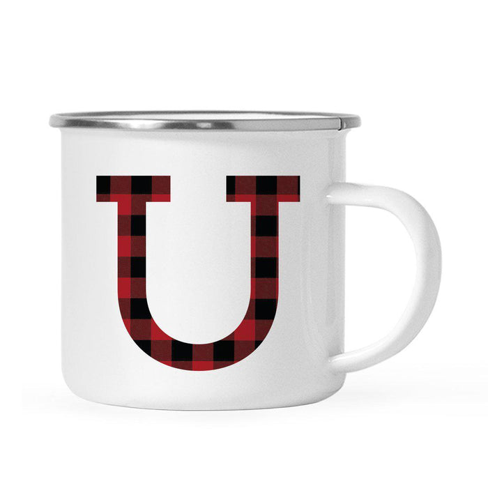 Andaz Press 11oz Buffalo Red Plaid Monogram Campfire Coffee Mug-Set of 1-Andaz Press-U-