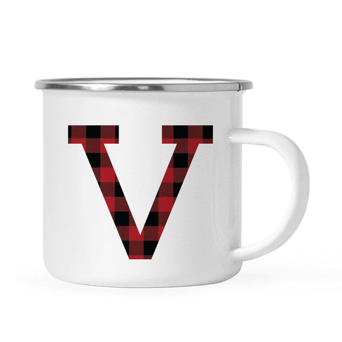 Andaz Press 11oz Buffalo Red Plaid Monogram Campfire Coffee Mug-Set of 1-Andaz Press-V-