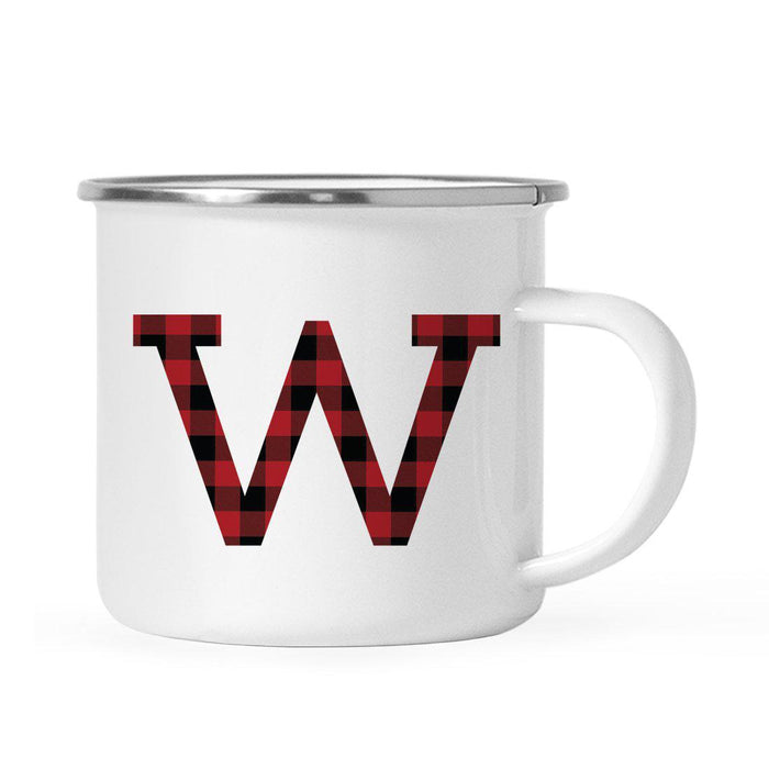 Andaz Press 11oz Buffalo Red Plaid Monogram Campfire Coffee Mug-Set of 1-Andaz Press-W-