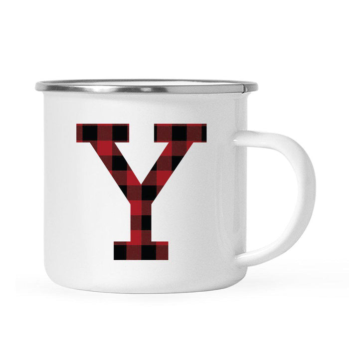 Andaz Press 11oz Buffalo Red Plaid Monogram Campfire Coffee Mug-Set of 1-Andaz Press-Y-