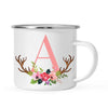 Andaz Press 11oz Deer Antler Floral Flowers Monogram Campfire Coffee Mug-Set of 1-Andaz Press-A-