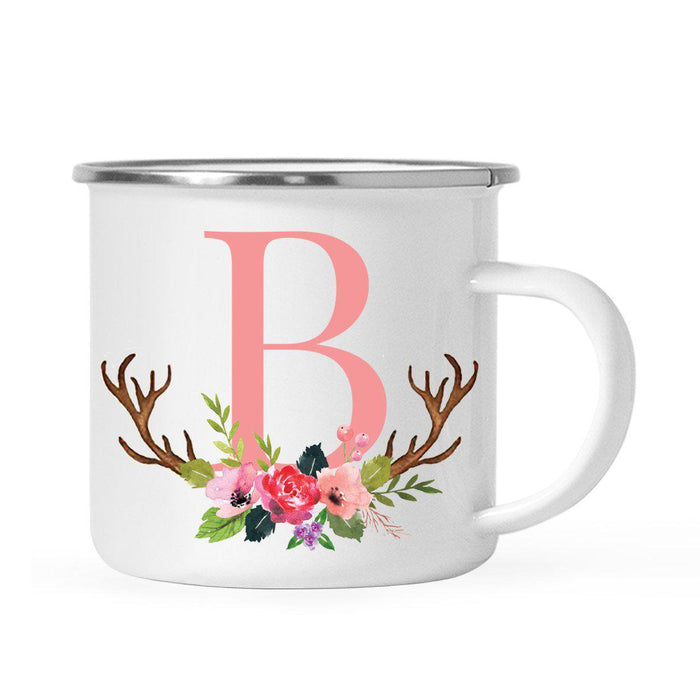 Andaz Press 11oz Deer Antler Floral Flowers Monogram Campfire Coffee Mug-Set of 1-Andaz Press-B-