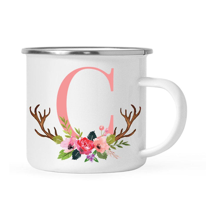 Andaz Press 11oz Deer Antler Floral Flowers Monogram Campfire Coffee Mug-Set of 1-Andaz Press-C-