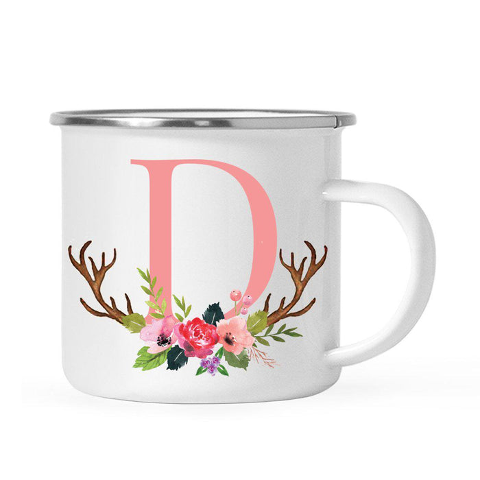 Andaz Press 11oz Deer Antler Floral Flowers Monogram Campfire Coffee Mug-Set of 1-Andaz Press-D-