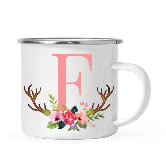 Andaz Press 11oz Deer Antler Floral Flowers Monogram Campfire Coffee Mug-Set of 1-Andaz Press-F-