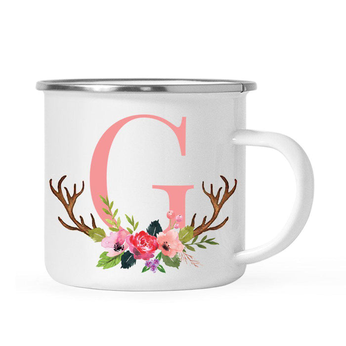 Andaz Press 11oz Deer Antler Floral Flowers Monogram Campfire Coffee Mug-Set of 1-Andaz Press-G-