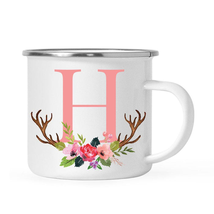 Andaz Press 11oz Deer Antler Floral Flowers Monogram Campfire Coffee Mug-Set of 1-Andaz Press-H-