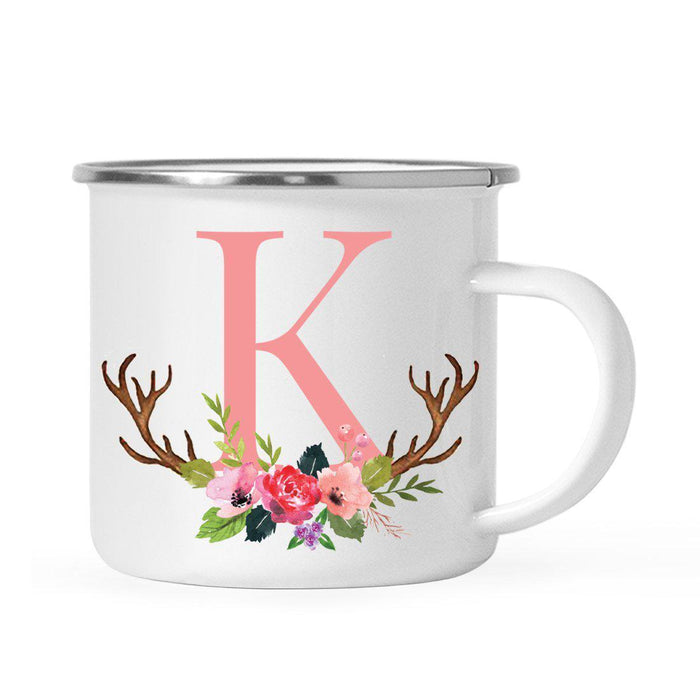 Andaz Press 11oz Deer Antler Floral Flowers Monogram Campfire Coffee Mug-Set of 1-Andaz Press-K-