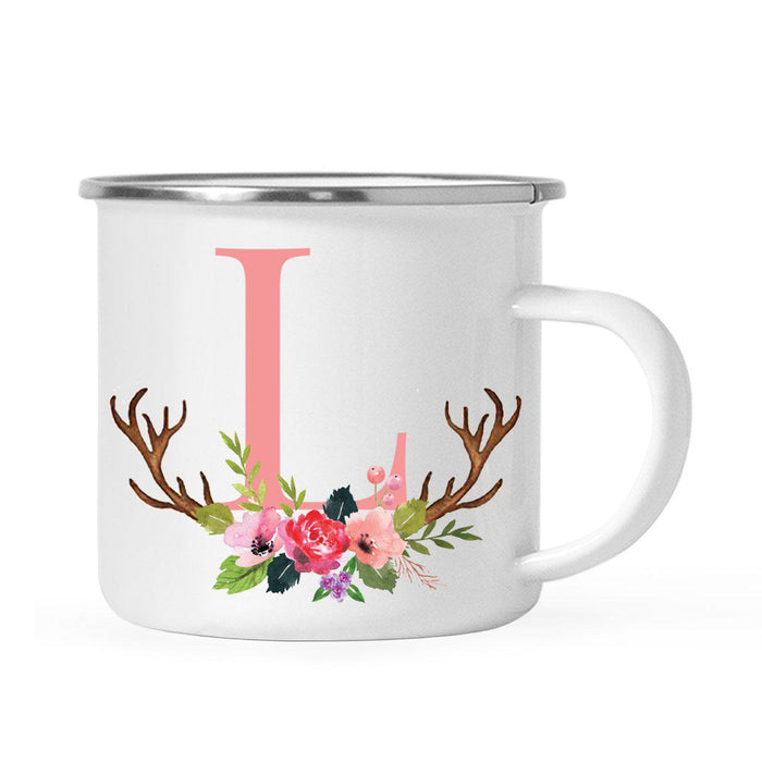 Andaz Press 11oz Deer Antler Floral Flowers Monogram Campfire Coffee Mug-Set of 1-Andaz Press-L-