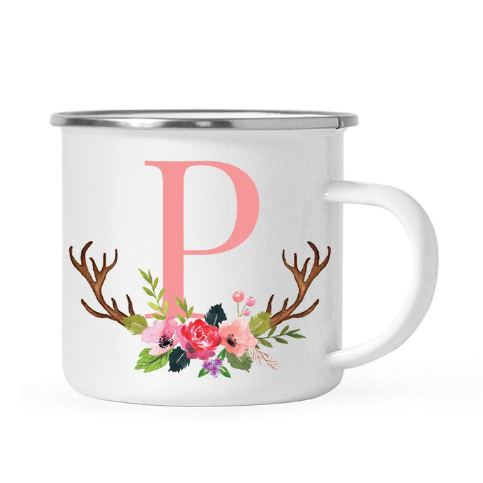 Andaz Press 11oz Deer Antler Floral Flowers Monogram Campfire Coffee Mug-Set of 1-Andaz Press-P-