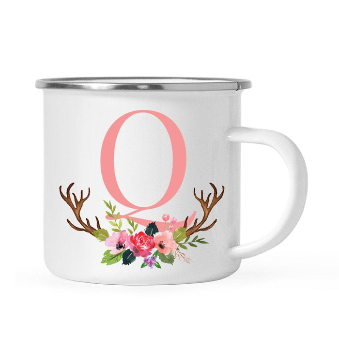 Andaz Press 11oz Deer Antler Floral Flowers Monogram Campfire Coffee Mug-Set of 1-Andaz Press-Q-