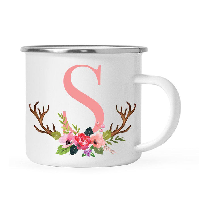 Andaz Press 11oz Deer Antler Floral Flowers Monogram Campfire Coffee Mug-Set of 1-Andaz Press-S-