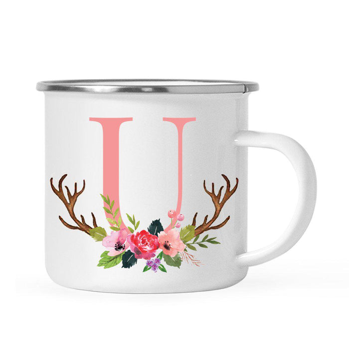 Andaz Press 11oz Deer Antler Floral Flowers Monogram Campfire Coffee Mug-Set of 1-Andaz Press-U-