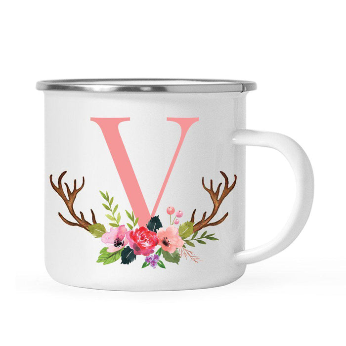 Andaz Press 11oz Deer Antler Floral Flowers Monogram Campfire Coffee Mug-Set of 1-Andaz Press-V-