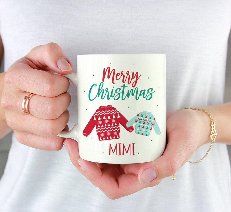 Andaz Press 11oz Family Fair Isle Ugly Sweater Coffee Mug-Set of 1-Andaz Press-Grandma Mimi Merry Christmas-