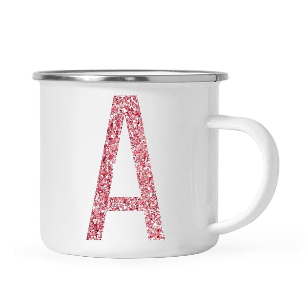 Andaz Press 11oz Faux Pink Glitter Monogram Campfire Coffee Mug-Set of 1-Andaz Press-A-