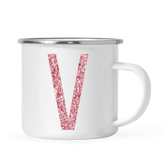 Andaz Press 11oz Faux Pink Glitter Monogram Campfire Coffee Mug-Set of 1-Andaz Press-V-