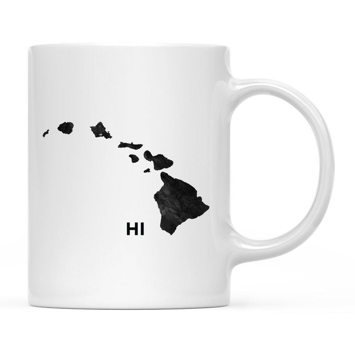 Andaz Press 11oz Modern Black Grunge Abbreviation US State Coffee Mug-Set of 1-Andaz Press-Hawaii-