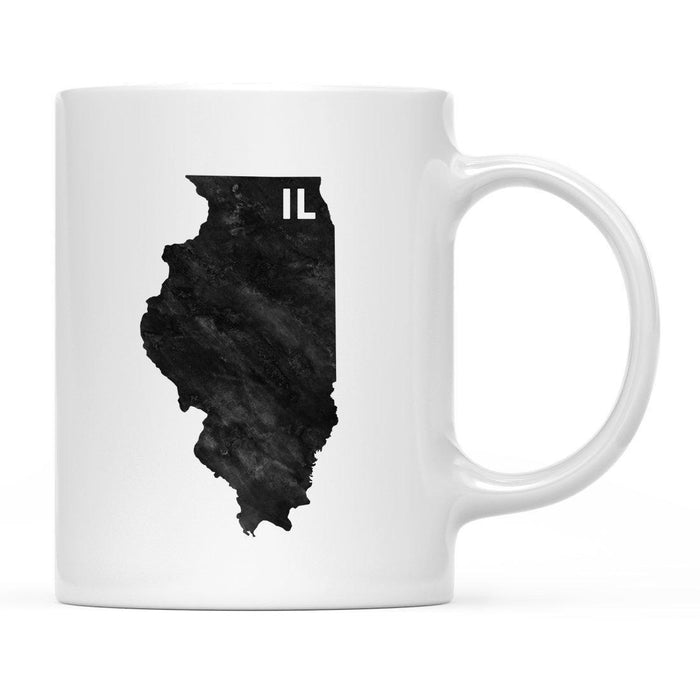 Andaz Press 11oz Modern Black Grunge Abbreviation US State Coffee Mug-Set of 1-Andaz Press-Illinois-