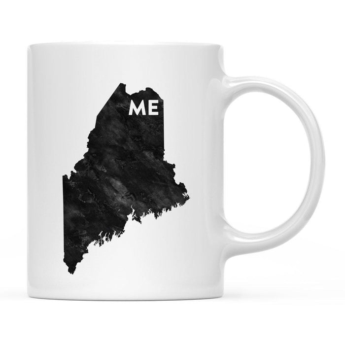 Andaz Press 11oz Modern Black Grunge Abbreviation US State Coffee Mug-Set of 1-Andaz Press-Maine-