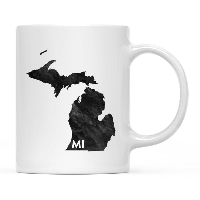 Andaz Press 11oz Modern Black Grunge Abbreviation US State Coffee Mug-Set of 1-Andaz Press-Michigan-