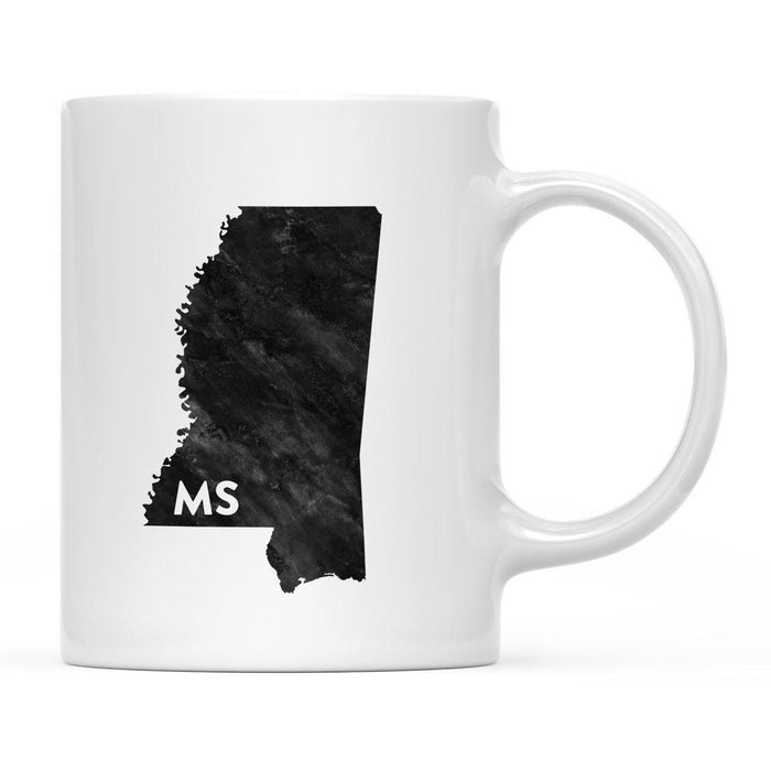 Andaz Press 11oz Modern Black Grunge Abbreviation US State Coffee Mug-Set of 1-Andaz Press-Mississippi-