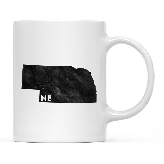 Andaz Press 11oz Modern Black Grunge Abbreviation US State Coffee Mug-Set of 1-Andaz Press-Nebraska-