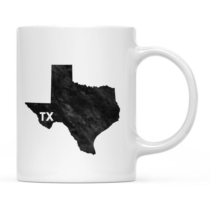 Andaz Press 11oz Modern Black Grunge Abbreviation US State Coffee Mug-Set of 1-Andaz Press-Texas-