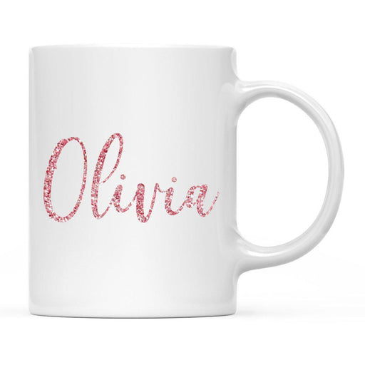 Andaz Press 11oz Personalized Wedding Faux Pink Glitter Coffee Mug-Set of 1-Andaz Press-Custom Name-