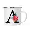 Andaz Press 11oz Red Poinsettia Flower Monogram Campfire Coffee Mug-Set of 1-Andaz Press-A-