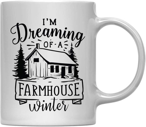 Andaz Press 11oz. Hot Chocolate Coffee Mug Gift, Dreaming of a Farmhouse Winter-Set of 1-Andaz Press-Dreaming of a Farmhouse Winter-