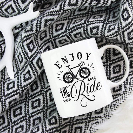 Andaz Press 11oz. Hot Chocolate Coffee Mug Gift, Enjoy The Ride, Bike Graphic-Set of 1-Andaz Press-Enjoy The Ride, Bike Graphic-