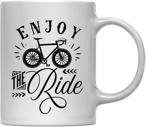 Andaz Press 11oz. Hot Chocolate Coffee Mug Gift, Enjoy The Ride, Bike Graphic-Set of 1-Andaz Press-Enjoy The Ride, Bike Graphic-