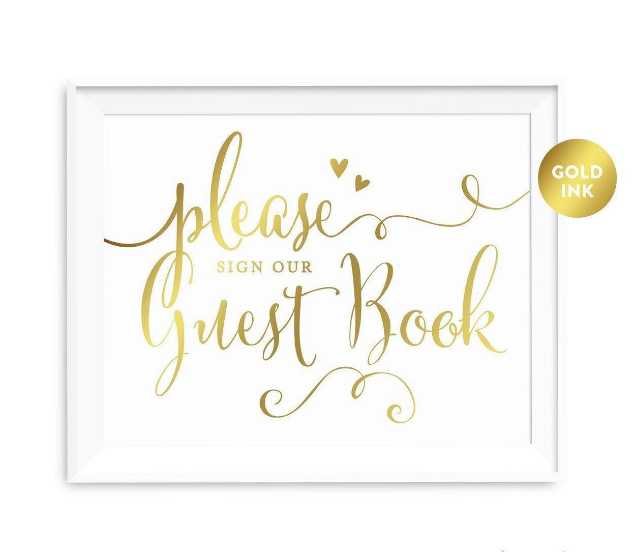 Andaz Press 8.5 x 11 Metallic Gold Wedding Party Signs