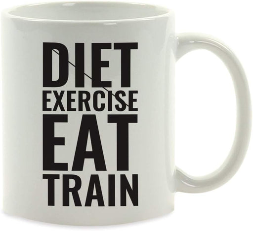 Andaz Press Fitness Coffee Mug Diet Exercise Eat Train-Set of 1-Andaz Press-Diet Exercise Eat Train-