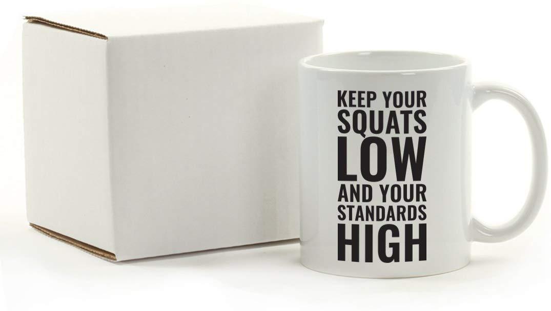 Andaz Press Fitness Coffee Mug Keep Your Squats Low and Your Standards High-Set of 1-Andaz Press-Keep Your Squats Low and Your Standards High-