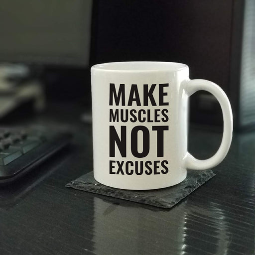 Andaz Press Fitness Coffee Mug Make Muscles Not Excuses-Set of 1-Andaz Press-Make Muscles Not Excuses-